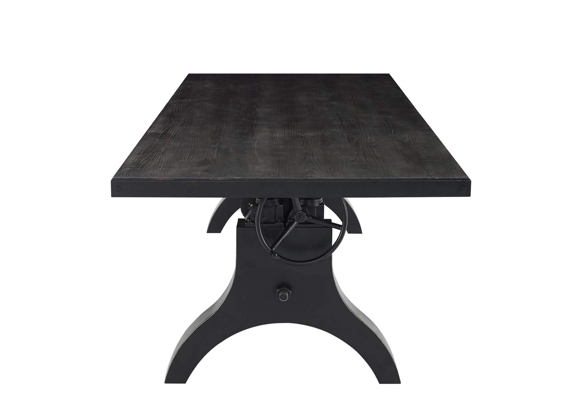 Black Genuine 96" Crank Height Adjustable Rectangle Dining and Conference Table,Modway