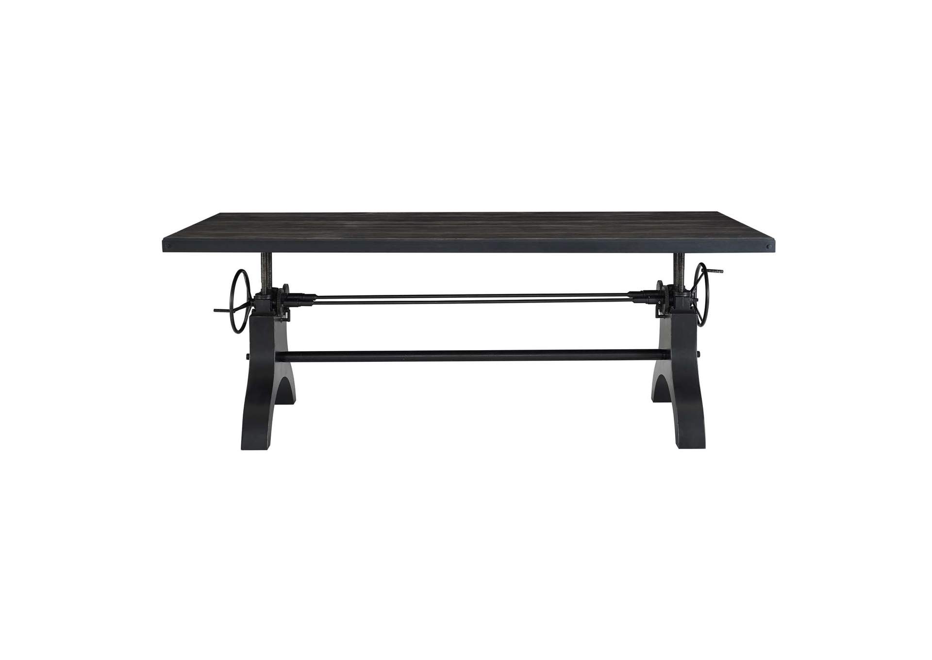 Black Genuine 96" Crank Height Adjustable Rectangle Dining and Conference Table,Modway