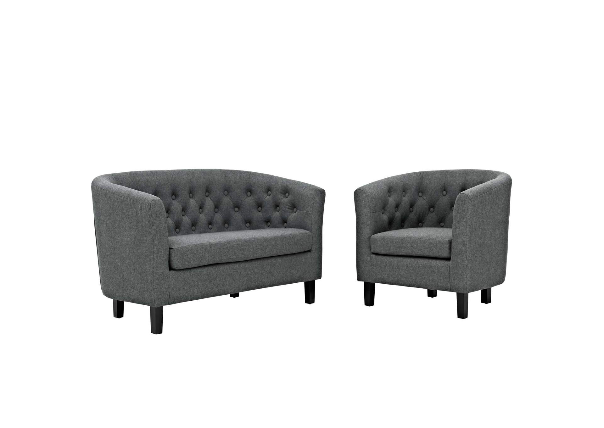 Gray Prospect 2 Piece Upholstered Fabric Loveseat and Armchair Set,Modway