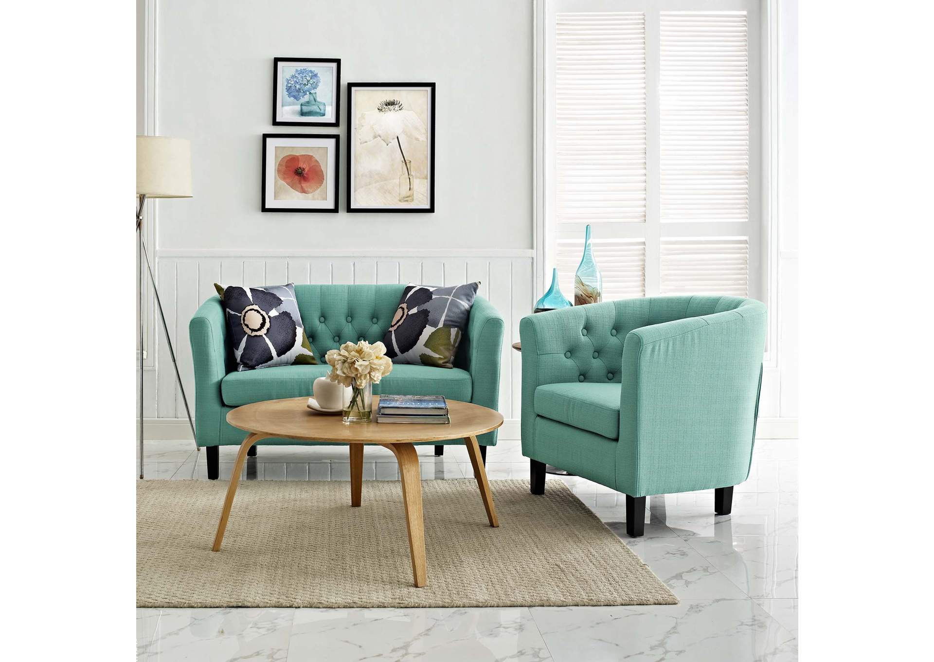 Laguna Prospect 2 Piece Upholstered Fabric Loveseat and Armchair Set,Modway