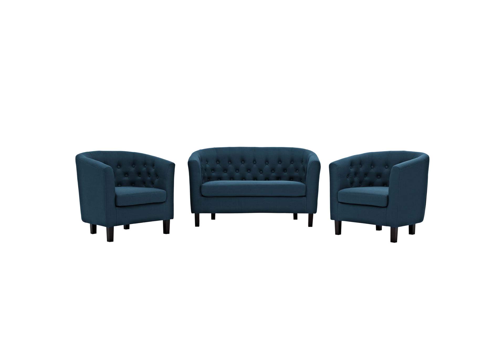 Azure Prospect 3 Piece Upholstered Fabric Loveseat and Armchair Set,Modway