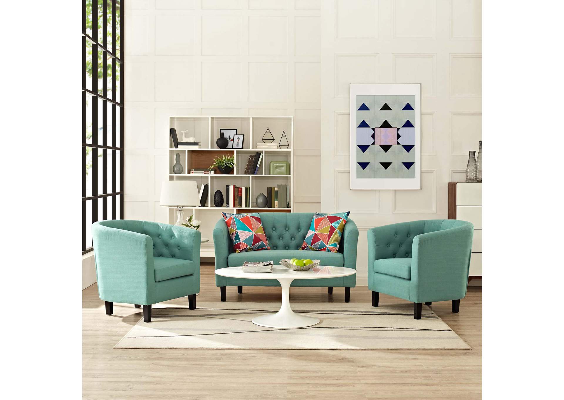 Laguna Prospect 3 Piece Upholstered Fabric Loveseat and Armchair Set,Modway