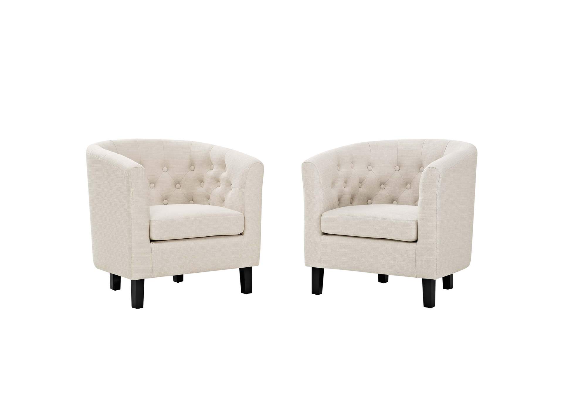 Beige Prospect 2 Piece Upholstered Fabric Arm Chair Set,Modway
