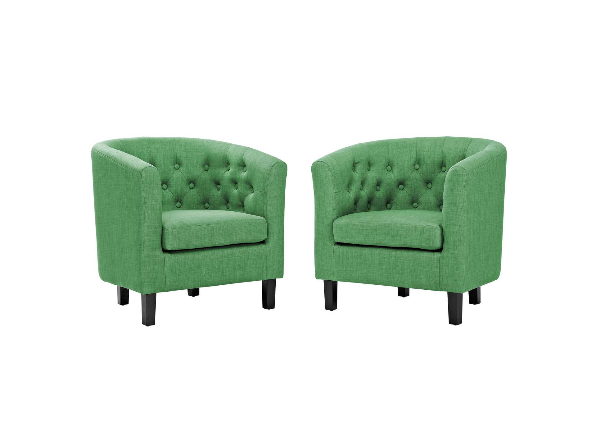 Green Prospect 2 Piece Upholstered Fabric Arm Chair Set,Modway