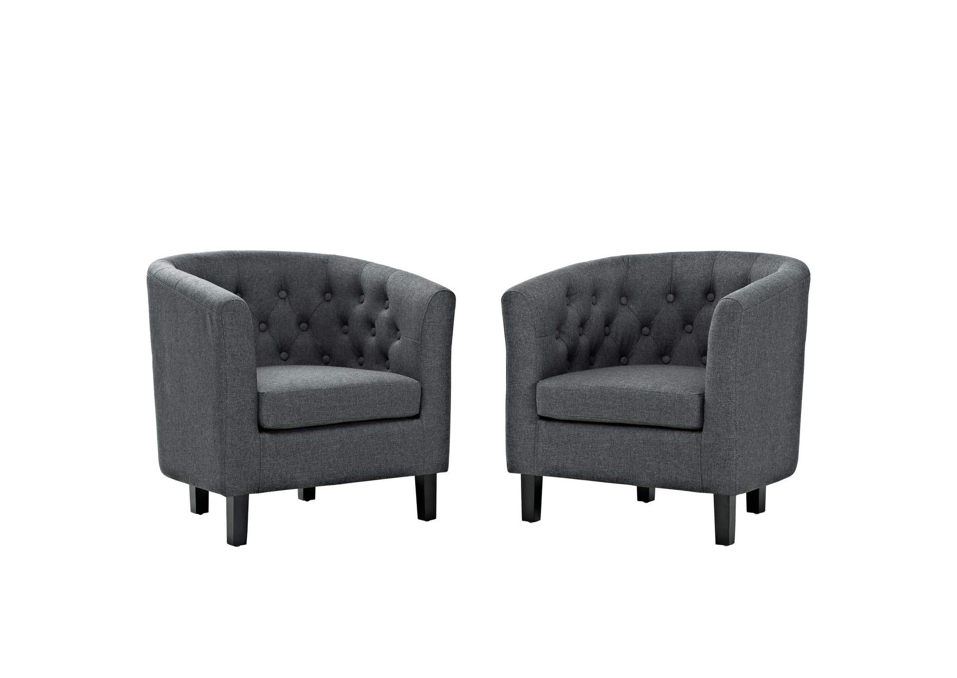 Gray Prospect 2 Piece Upholstered Fabric Arm Chair Set,Modway