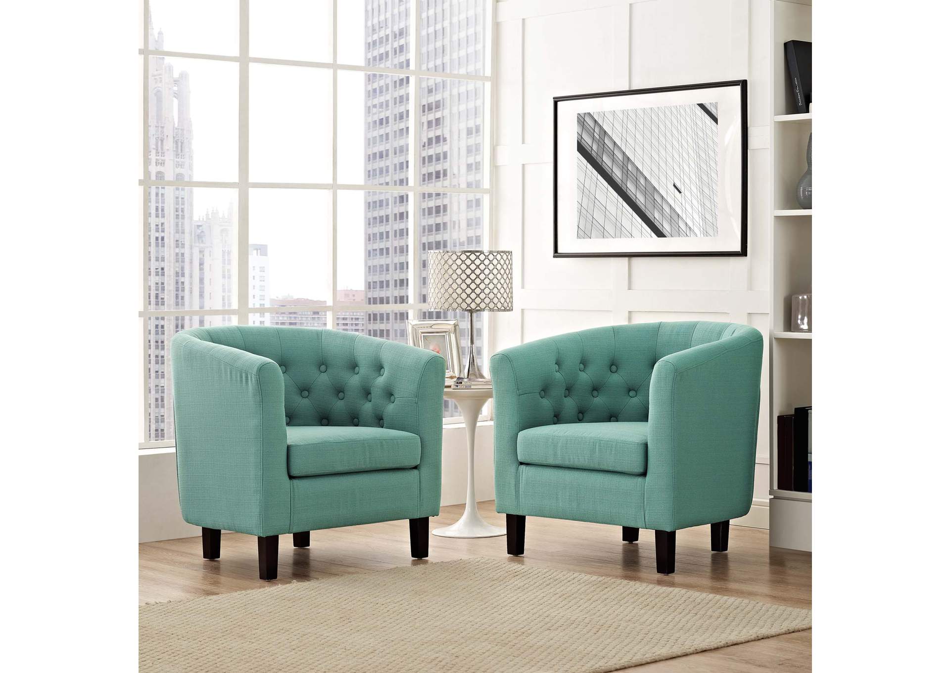 Laguna Prospect 2 Piece Upholstered Fabric Arm Chair Set,Modway