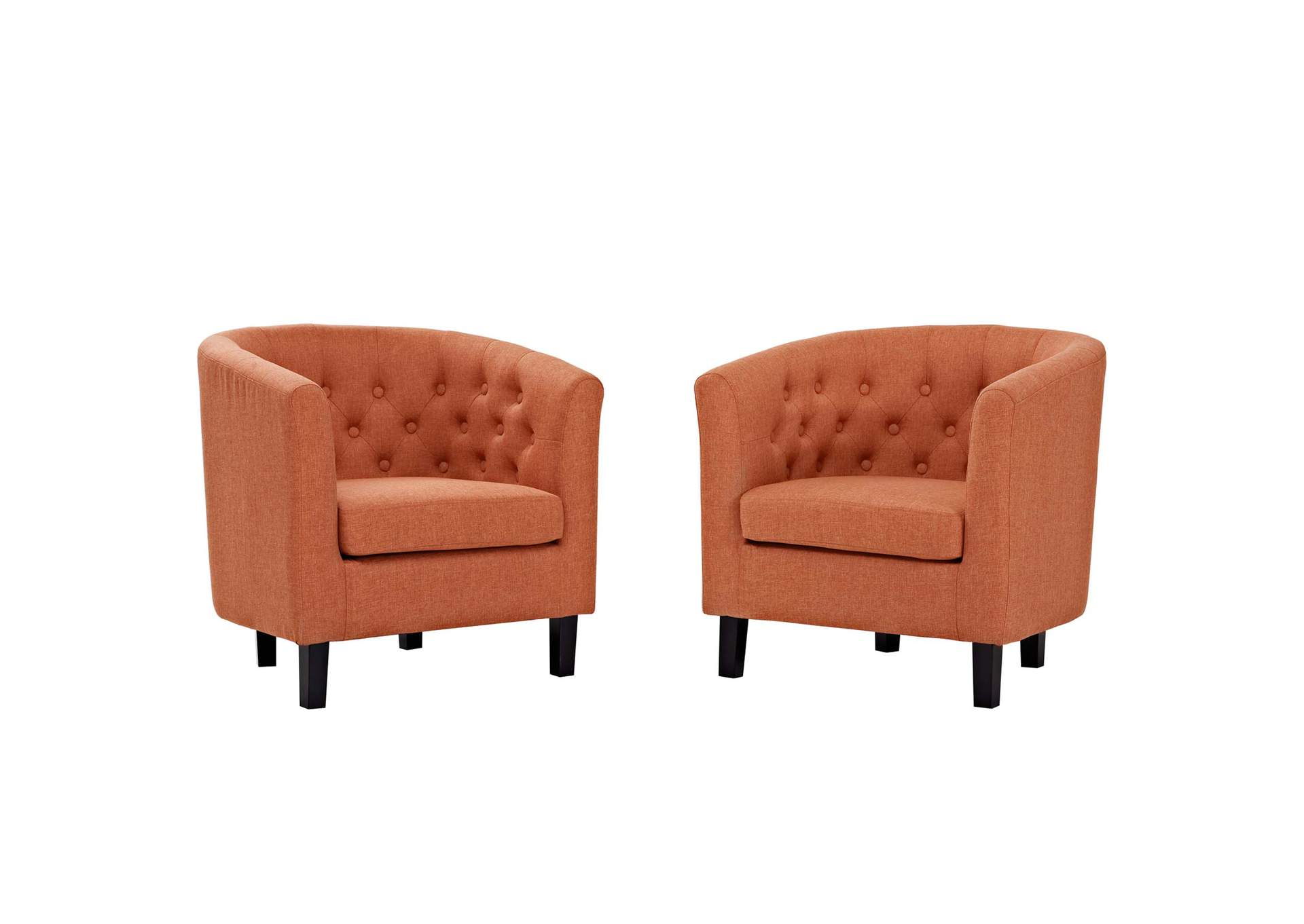 Orange Prospect 2 Piece Upholstered Fabric Arm Chair Set,Modway