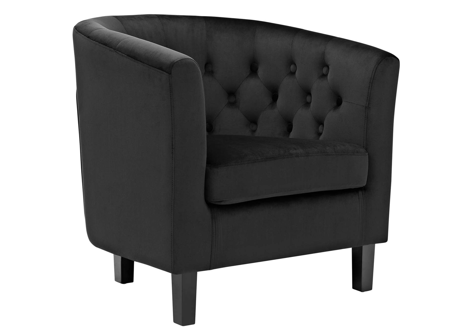 Prospect Black 3 Piece Performance Velvet Loveseat and Armchair Set,Modway