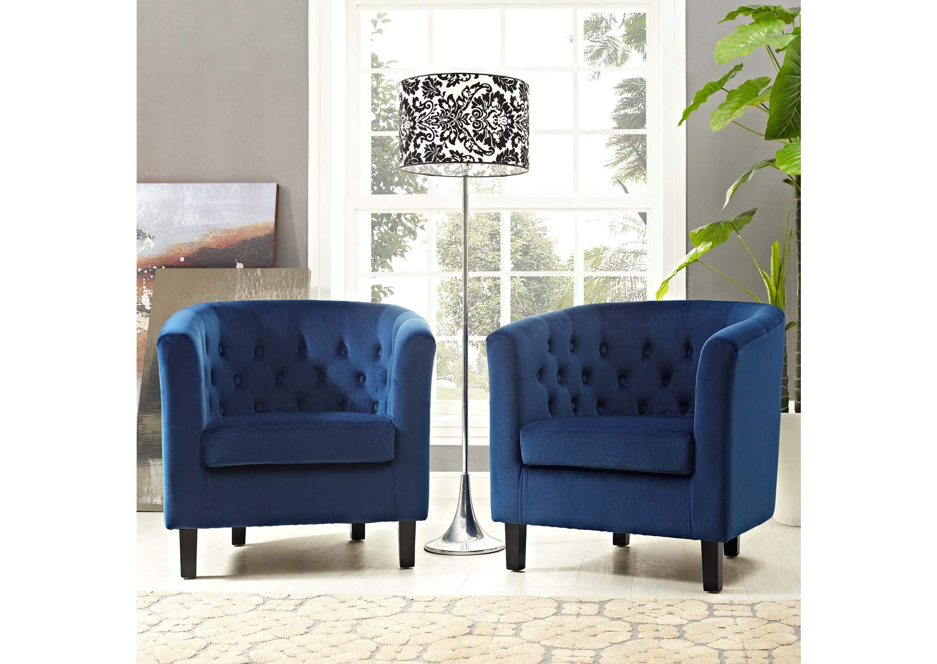 Navy Prospect 2 Piece Performance Velvet Arm Chair Set,Modway