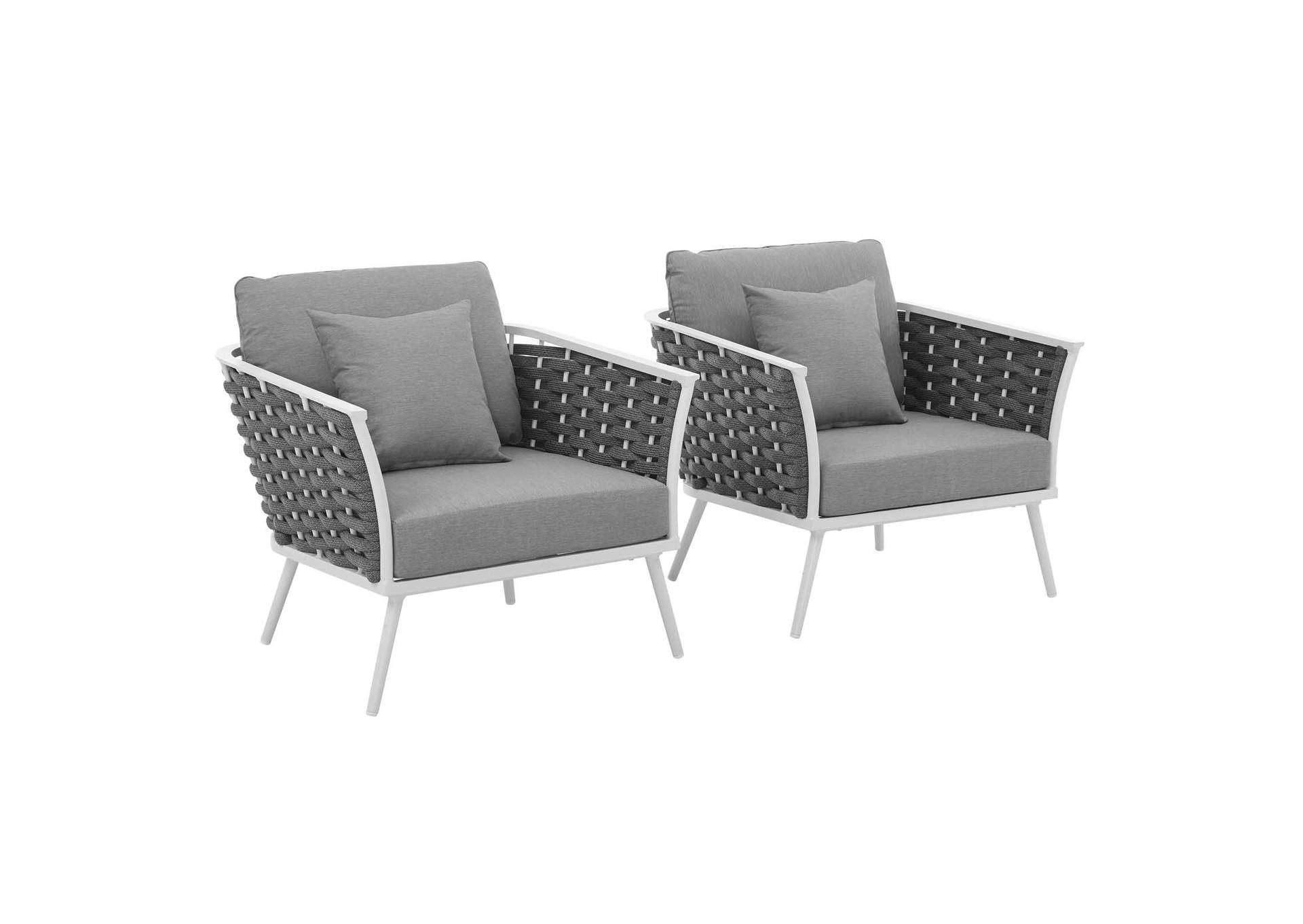 White Gray Stance Armchair Outdoor Patio Aluminum [Set of 2],Modway