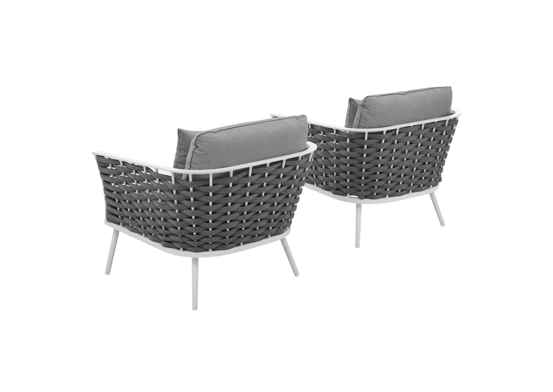 White Gray Stance Armchair Outdoor Patio Aluminum [Set of 2],Modway