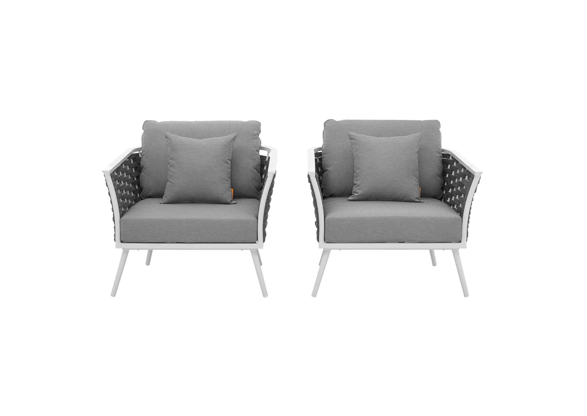 White Gray Stance Armchair Outdoor Patio Aluminum [Set of 2],Modway