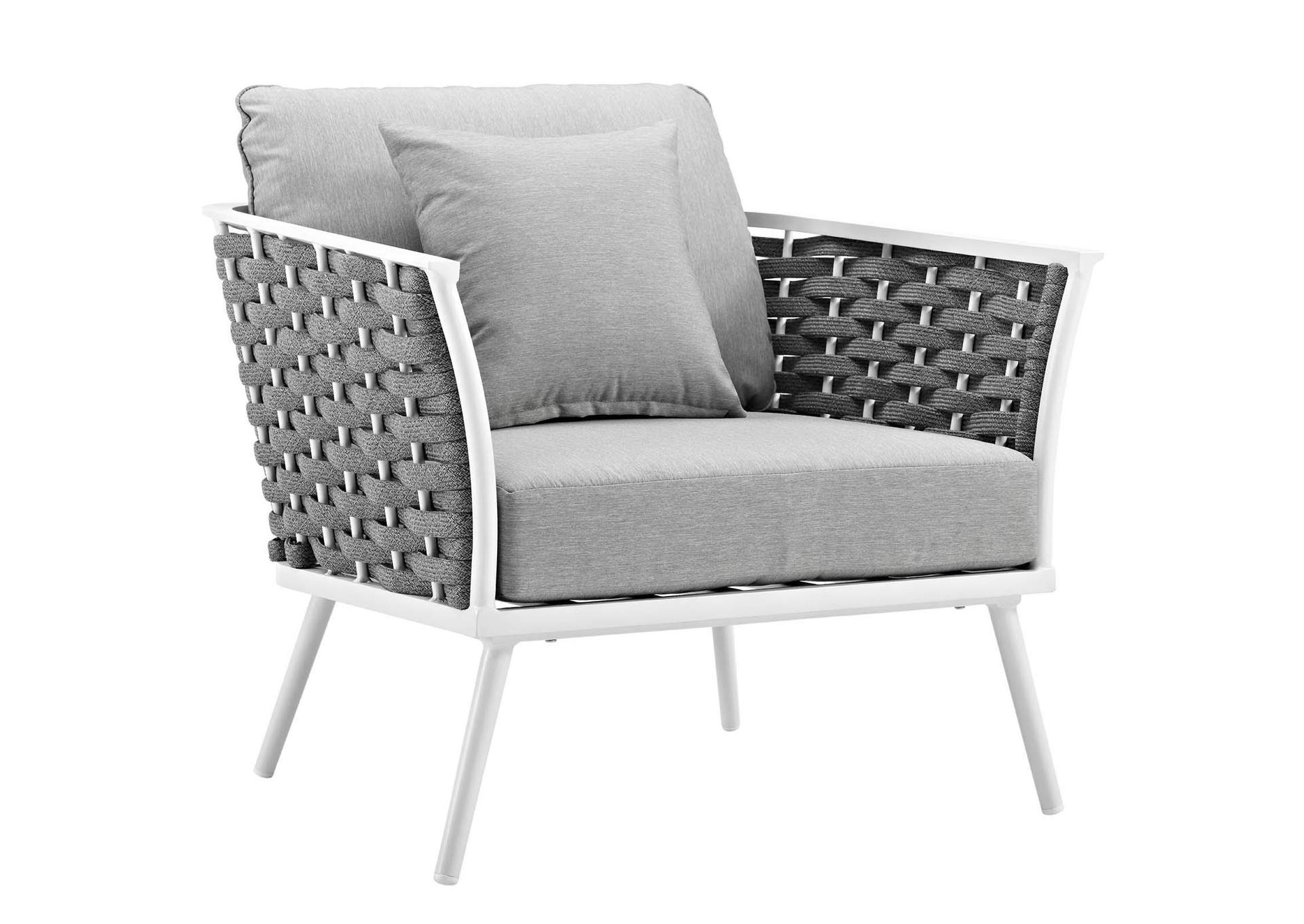 White Gray Stance 3 Piece Outdoor Patio Aluminum Sectional Sofa Set,Modway