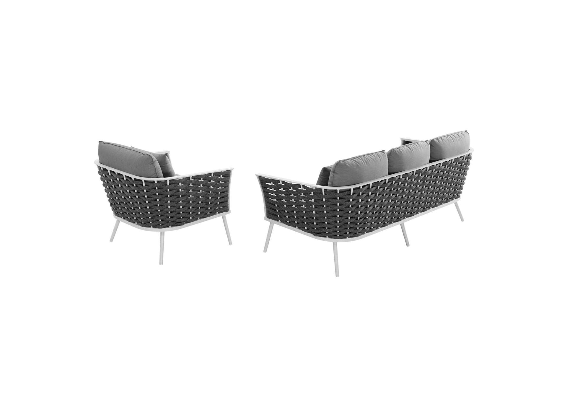 White Gray Stance 2 Piece Outdoor Patio Aluminum Sectional Sofa Set,Modway