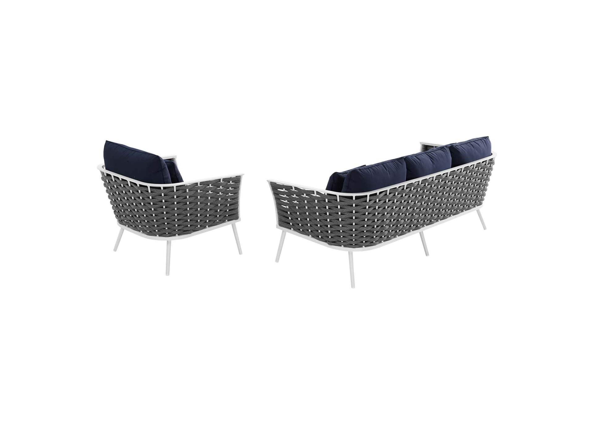 White Navy Stance 2 Piece Outdoor Patio Aluminum Sectional Sofa Set,Modway