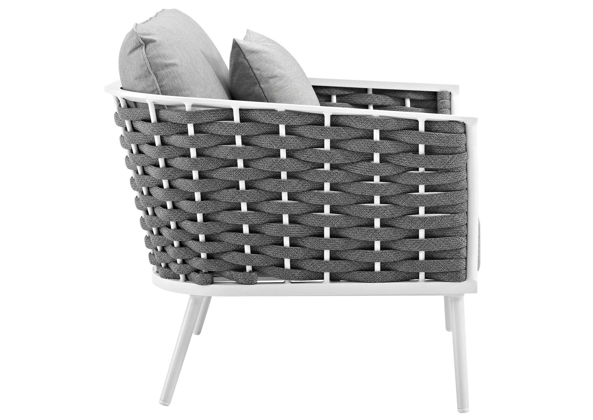 White Gray Stance 3 Piece Outdoor Patio Aluminum Sectional Sofa Set,Modway
