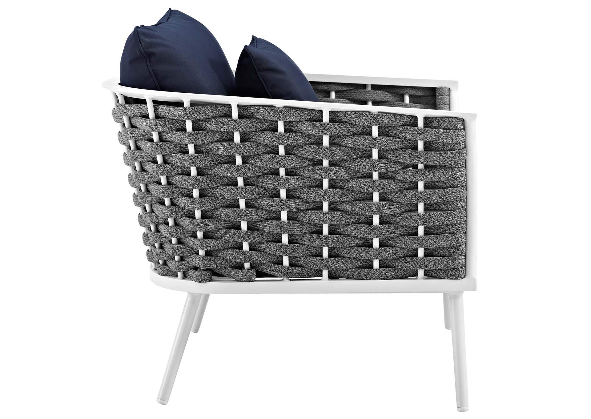 White Navy Stance 3 Piece Outdoor Patio Aluminum Sectional Sofa Set,Modway