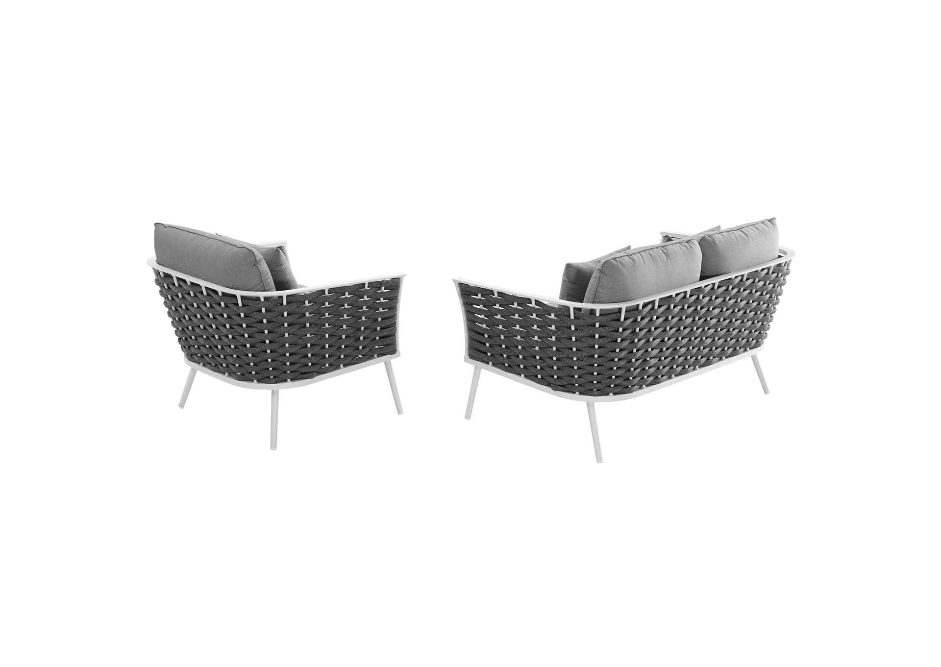 White Gray Stance 2 Piece Outdoor Patio Aluminum Sectional Sofa Set,Modway