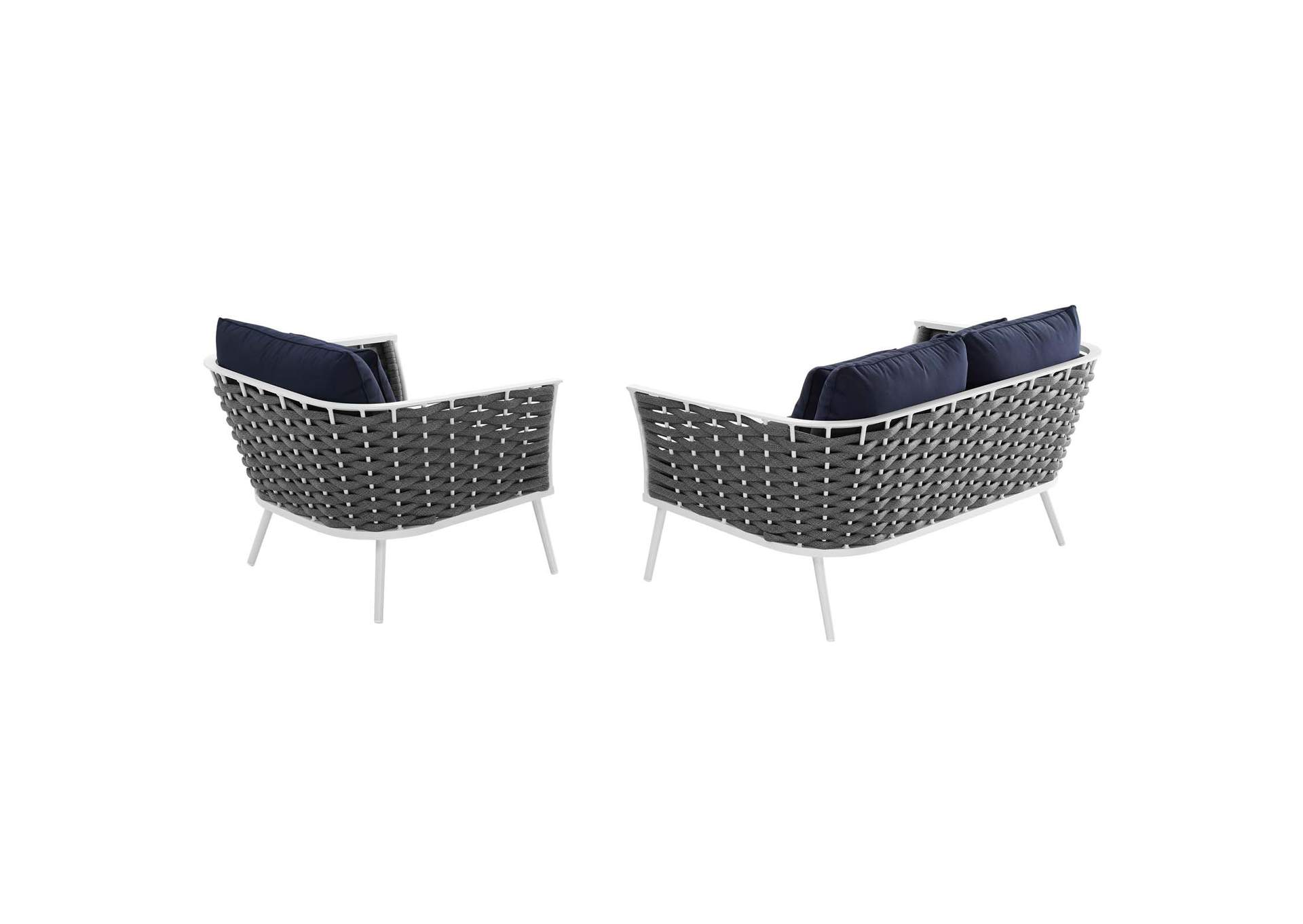 White Navy Stance 2 Piece Outdoor Patio Aluminum Sectional Sofa Set,Modway