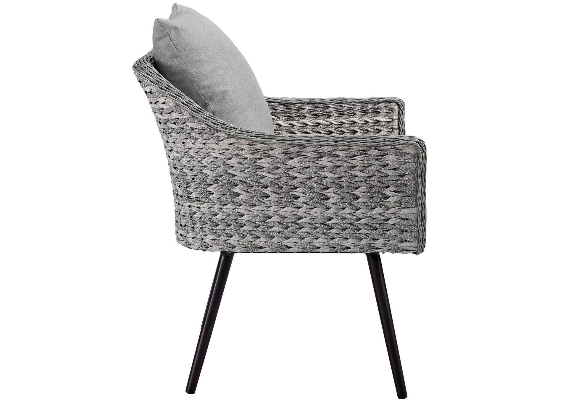 Gray Gray Endeavor 2 Piece Outdoor Patio Wicker Rattan Loveseat and Armchair Set,Modway