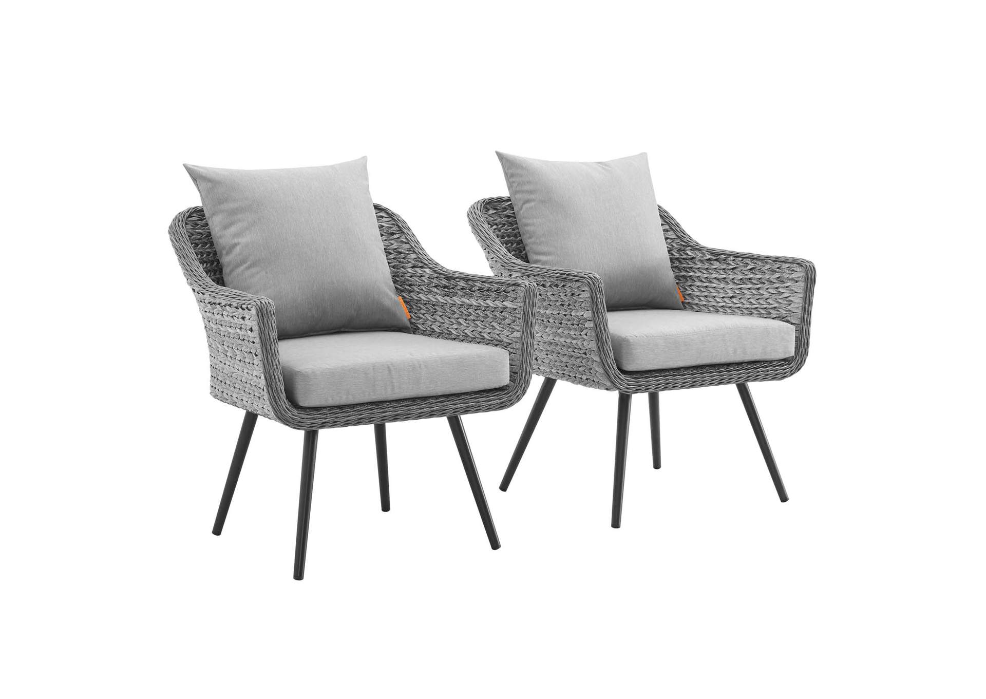 Gray Gray Endeavor Armchair Outdoor Patio Wicker Rattan [Set of 2],Modway