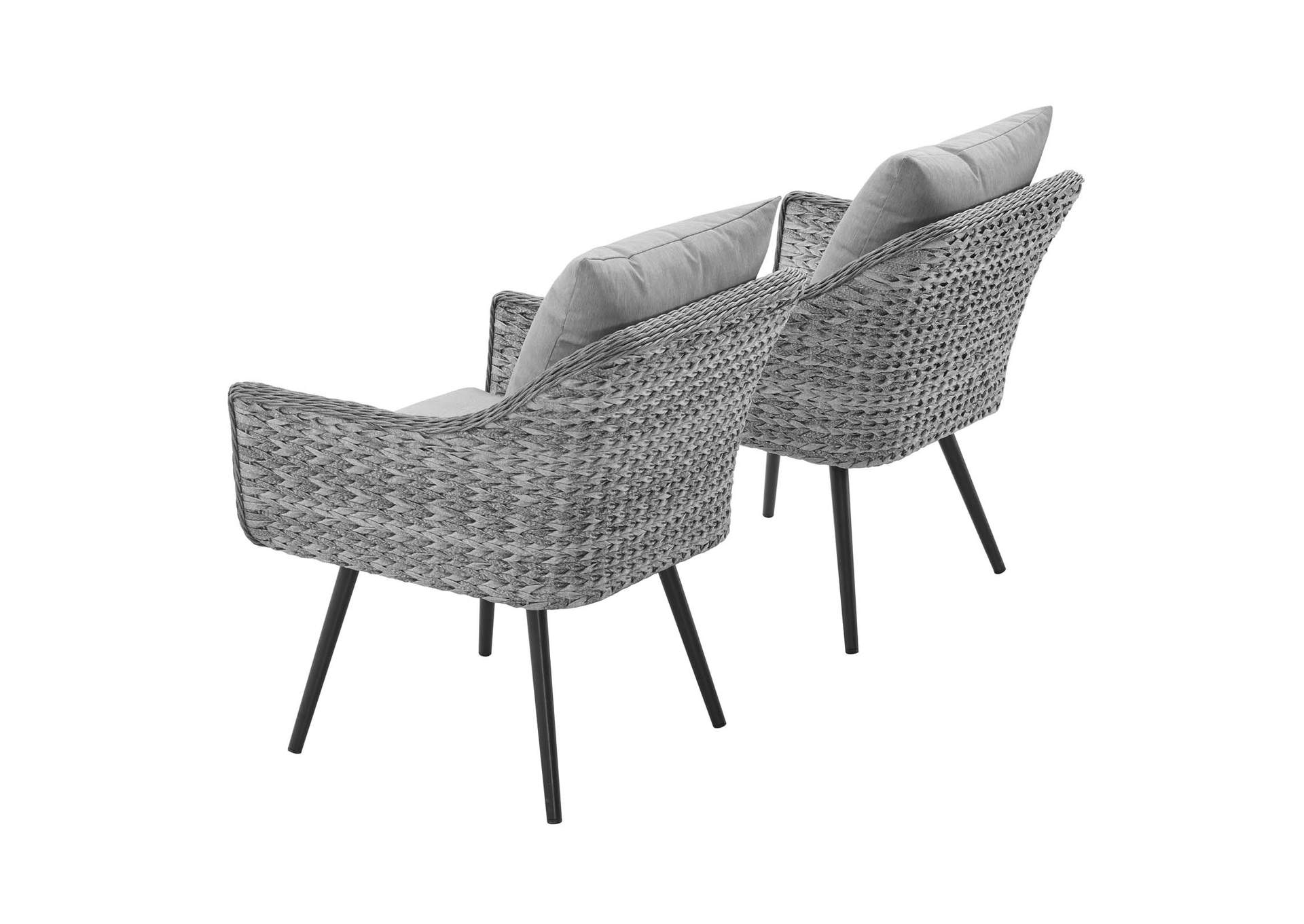 Gray Gray Endeavor Armchair Outdoor Patio Wicker Rattan [Set of 2],Modway