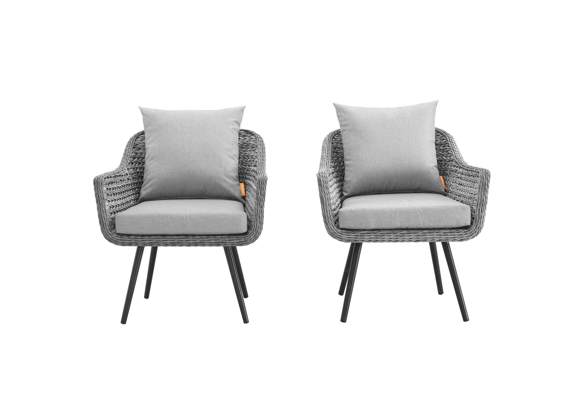 Gray Gray Endeavor Armchair Outdoor Patio Wicker Rattan [Set of 2],Modway