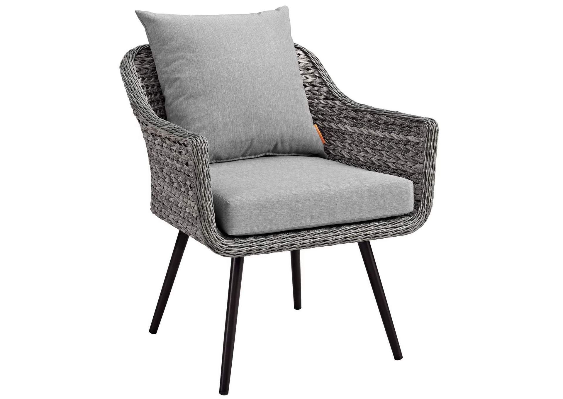 Gray Gray Endeavor 4 Piece Outdoor Patio Wicker Rattan Loveseat Armchair and Coffee Table Set,Modway