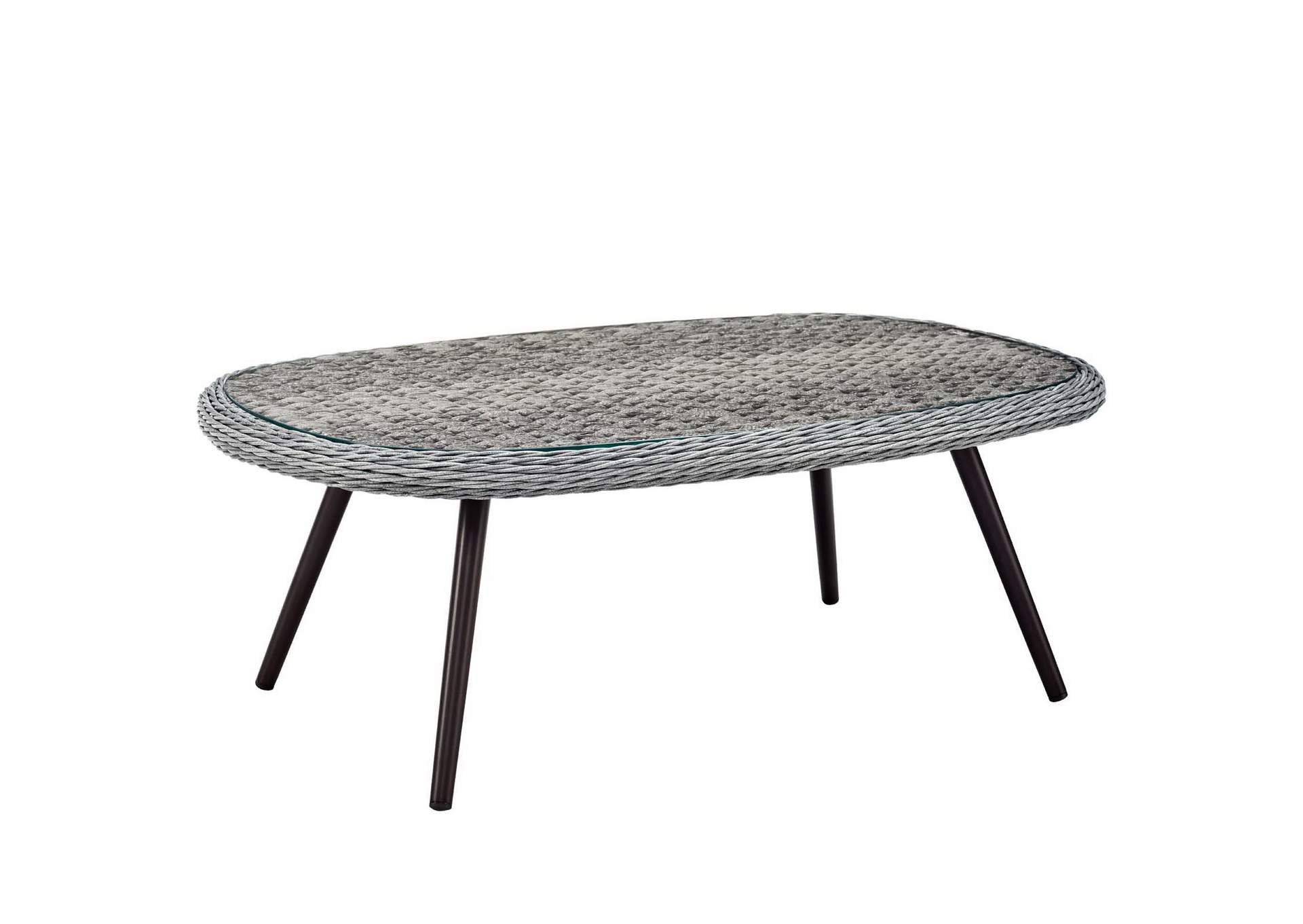 Gray Gray Endeavor 4 Piece Outdoor Patio Wicker Rattan Loveseat Armchair and Coffee Table Set,Modway