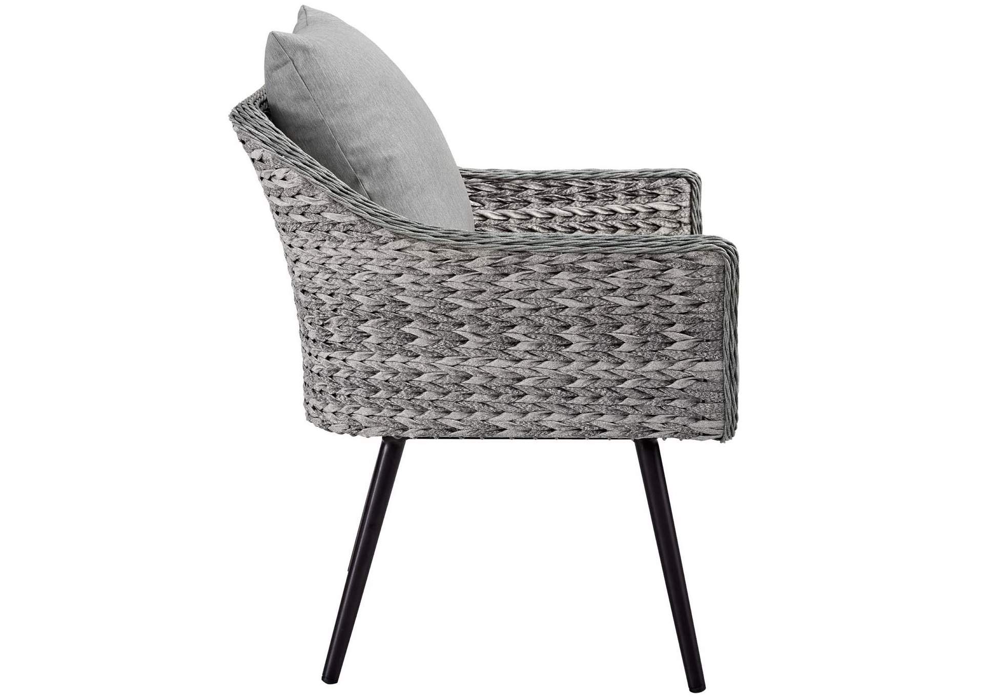 Gray Gray Endeavor 3 Piece Outdoor Patio Wicker Rattan Armchair and Coffee Table Set,Modway