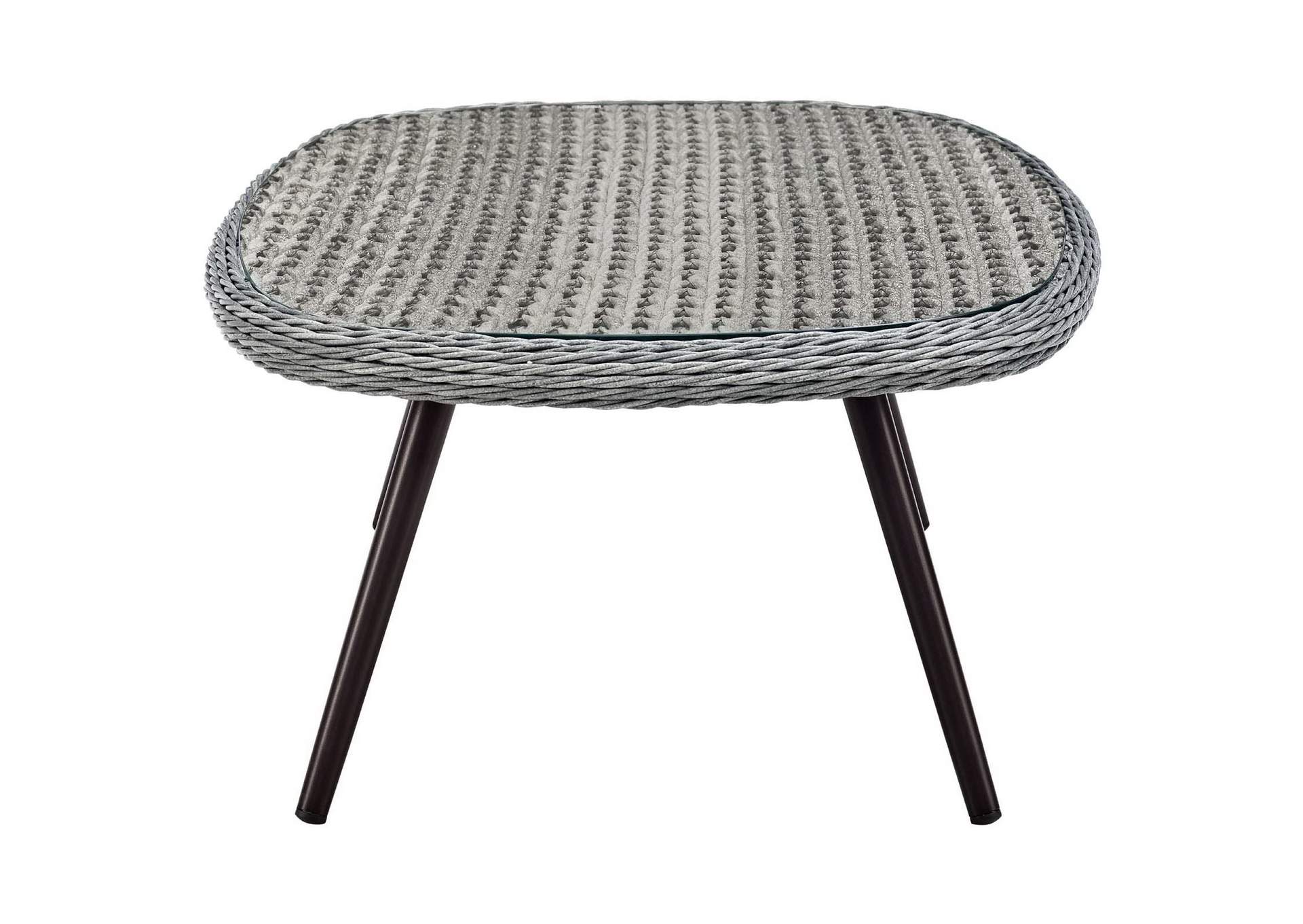 Gray Gray Endeavor 3 Piece Outdoor Patio Wicker Rattan Armchair and Coffee Table Set,Modway