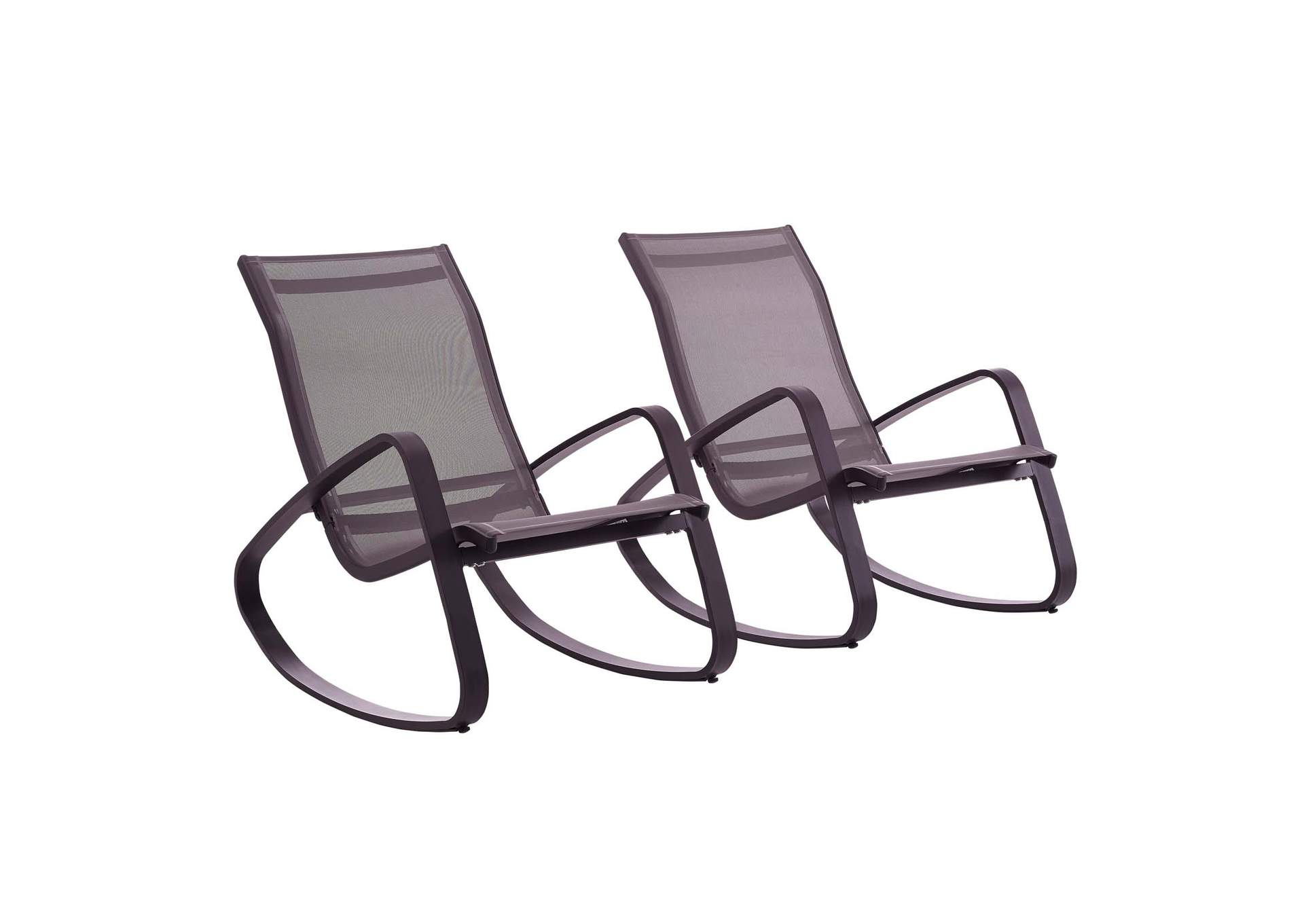 Black Black Traveler Rocking Lounge Chair Outdoor Patio Mesh Sling [Set of 2],Modway