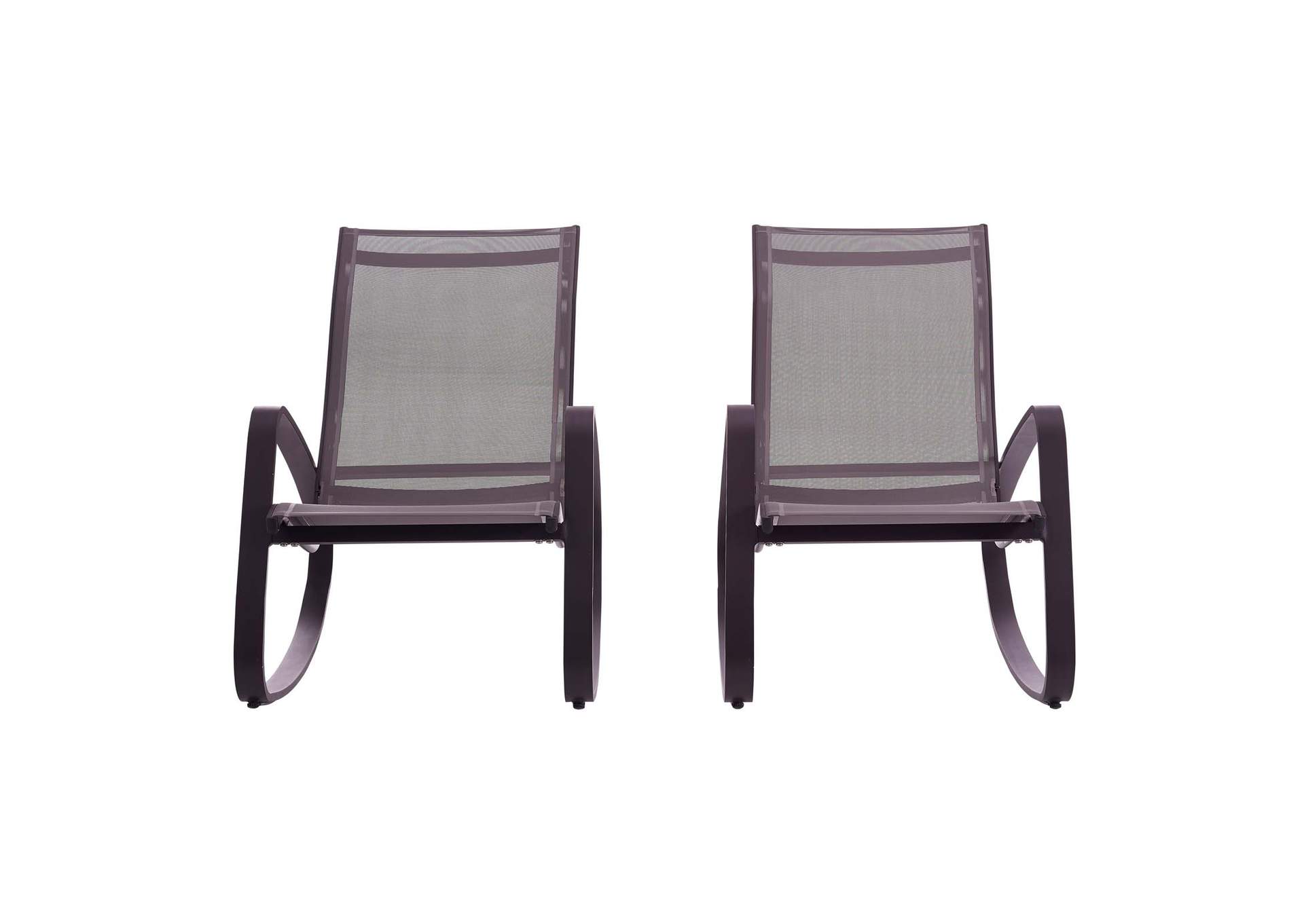 Black Black Traveler Rocking Lounge Chair Outdoor Patio Mesh Sling [Set of 2],Modway