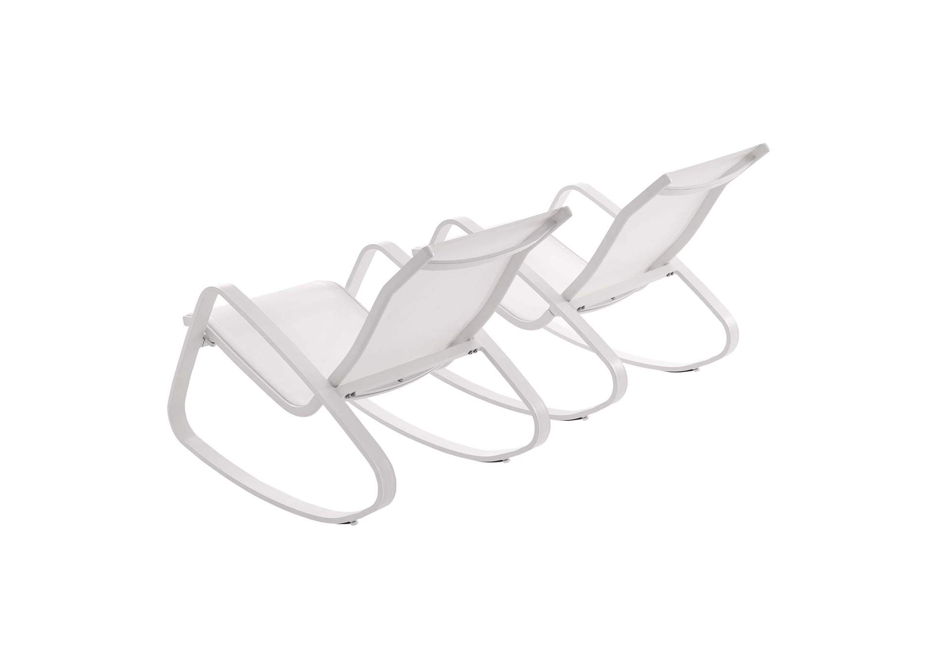 White White Traveler Rocking Lounge Chair Outdoor Patio Mesh Sling [Set of 2],Modway