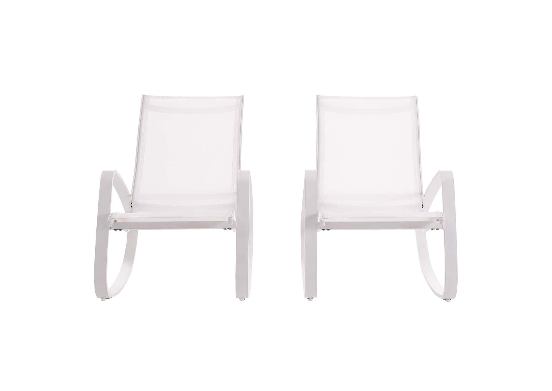 White White Traveler Rocking Lounge Chair Outdoor Patio Mesh Sling [Set of 2],Modway