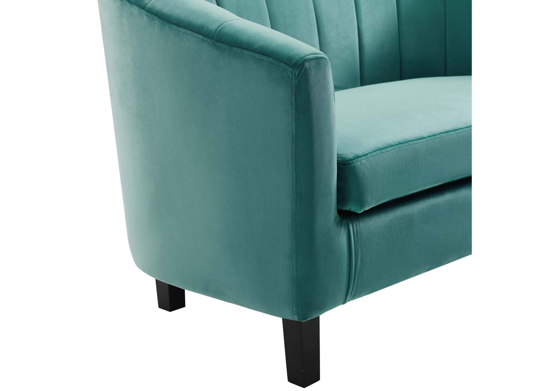 Teal Prospect Channel Tufted Performance Velvet Arm Chair,Modway