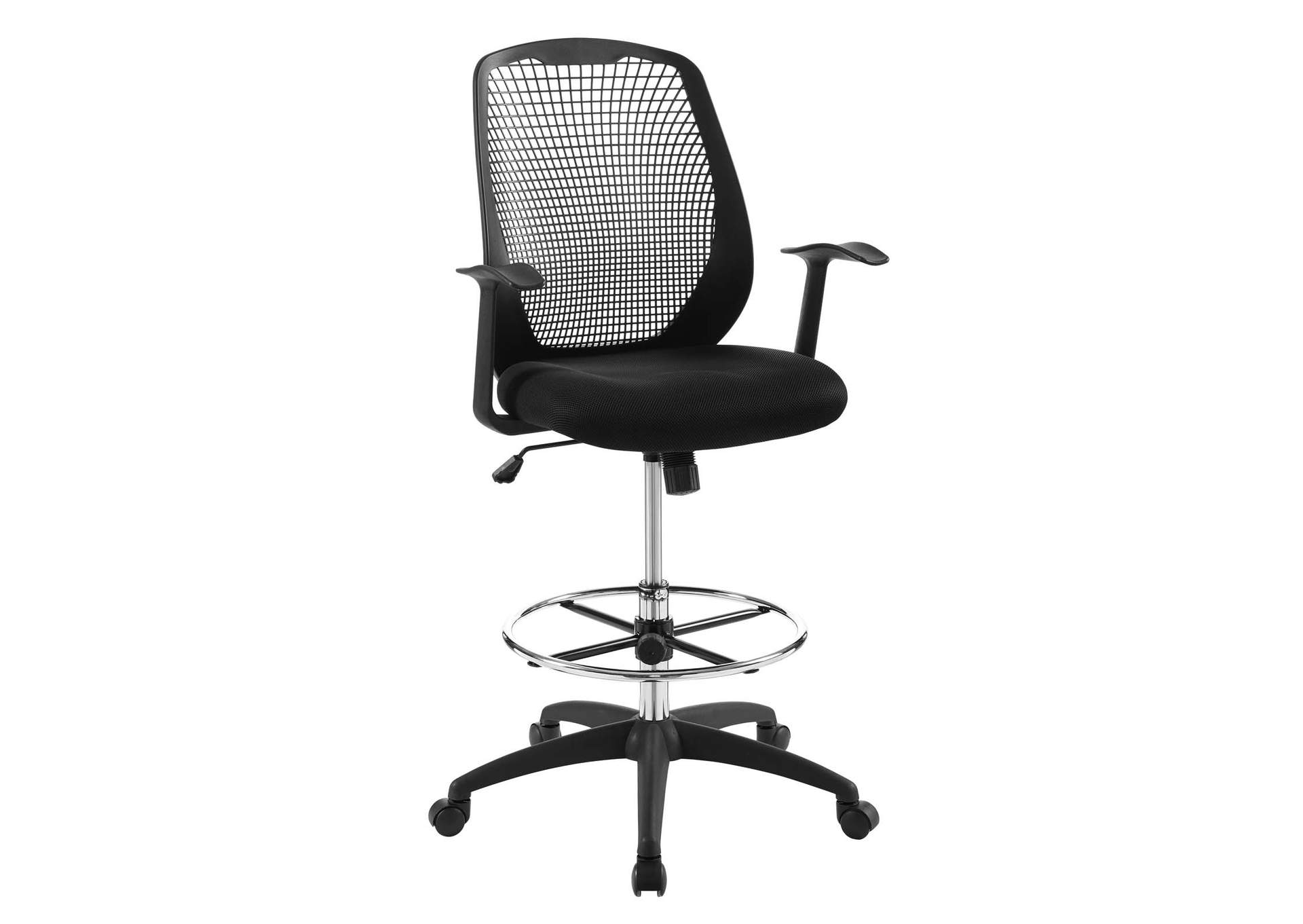 Black Intrepid Mesh Drafting Chair,Modway