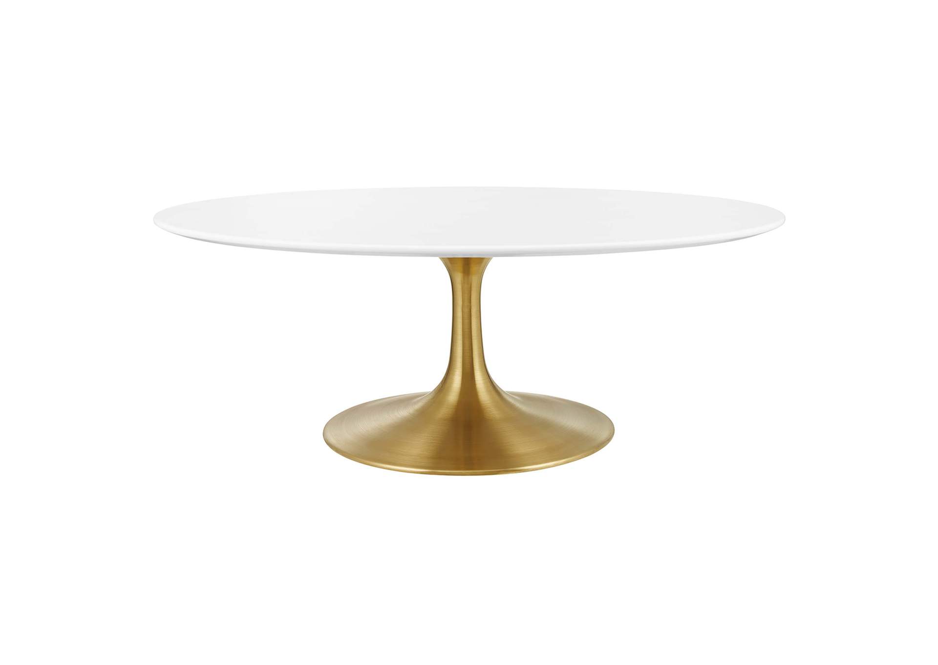 Gold White Lippa 42" Oval-Shaped Wood Top Coffee Table,Modway