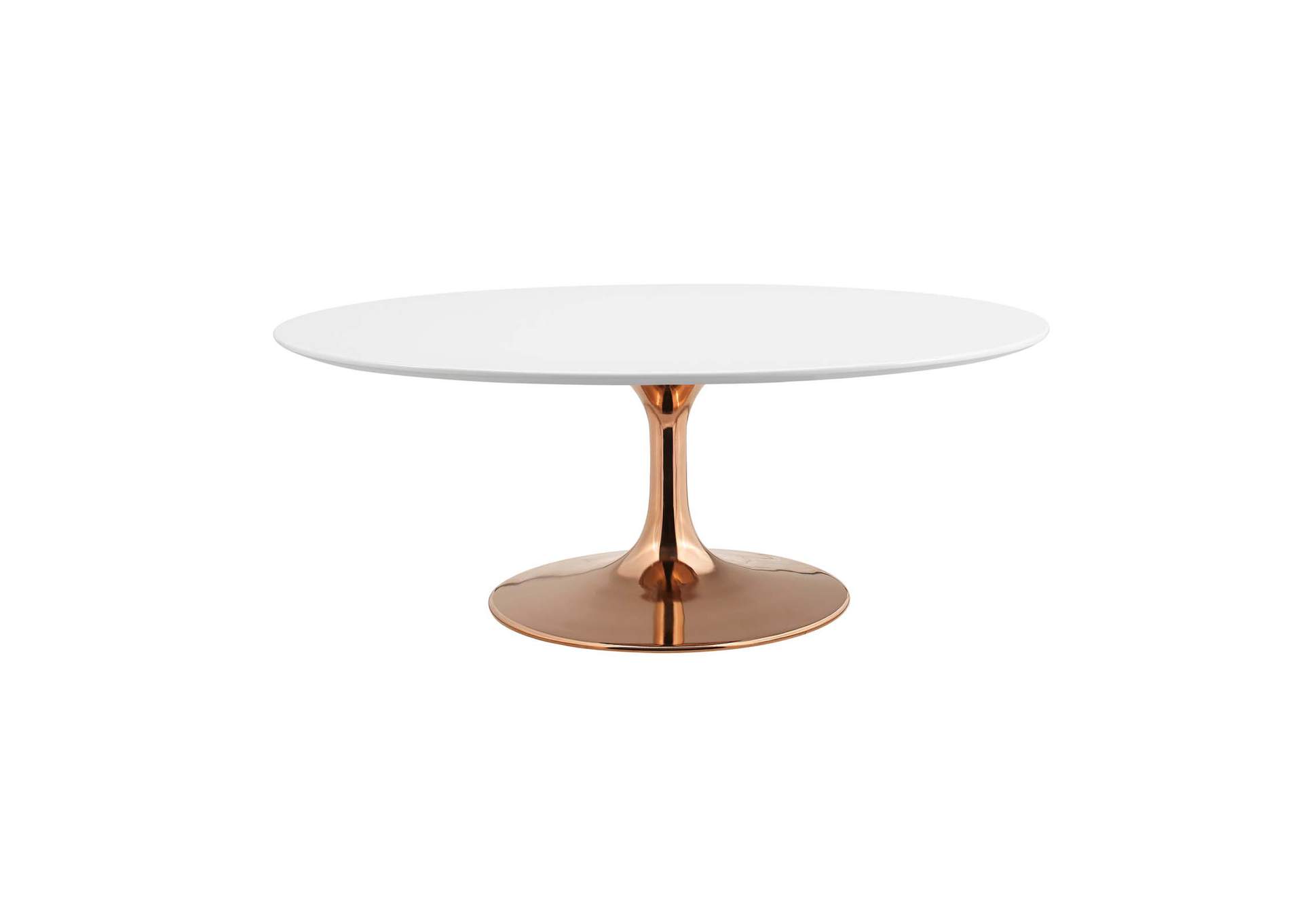 Rose White Lippa 42" Oval-Shaped Wood Top Coffee Table,Modway