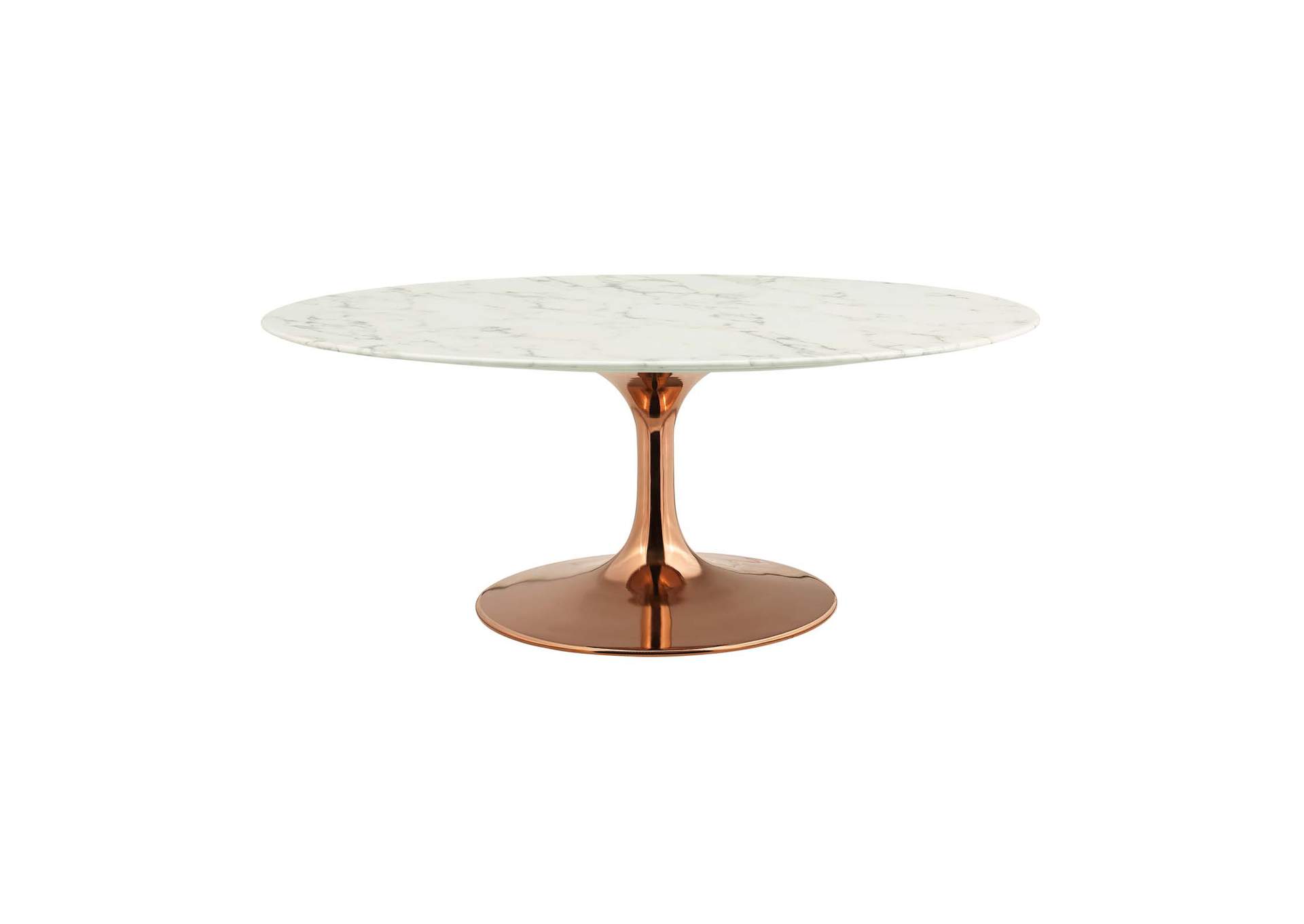 Rose White Lippa 42" Oval-Shaped Artificial Marble Coffee Table,Modway