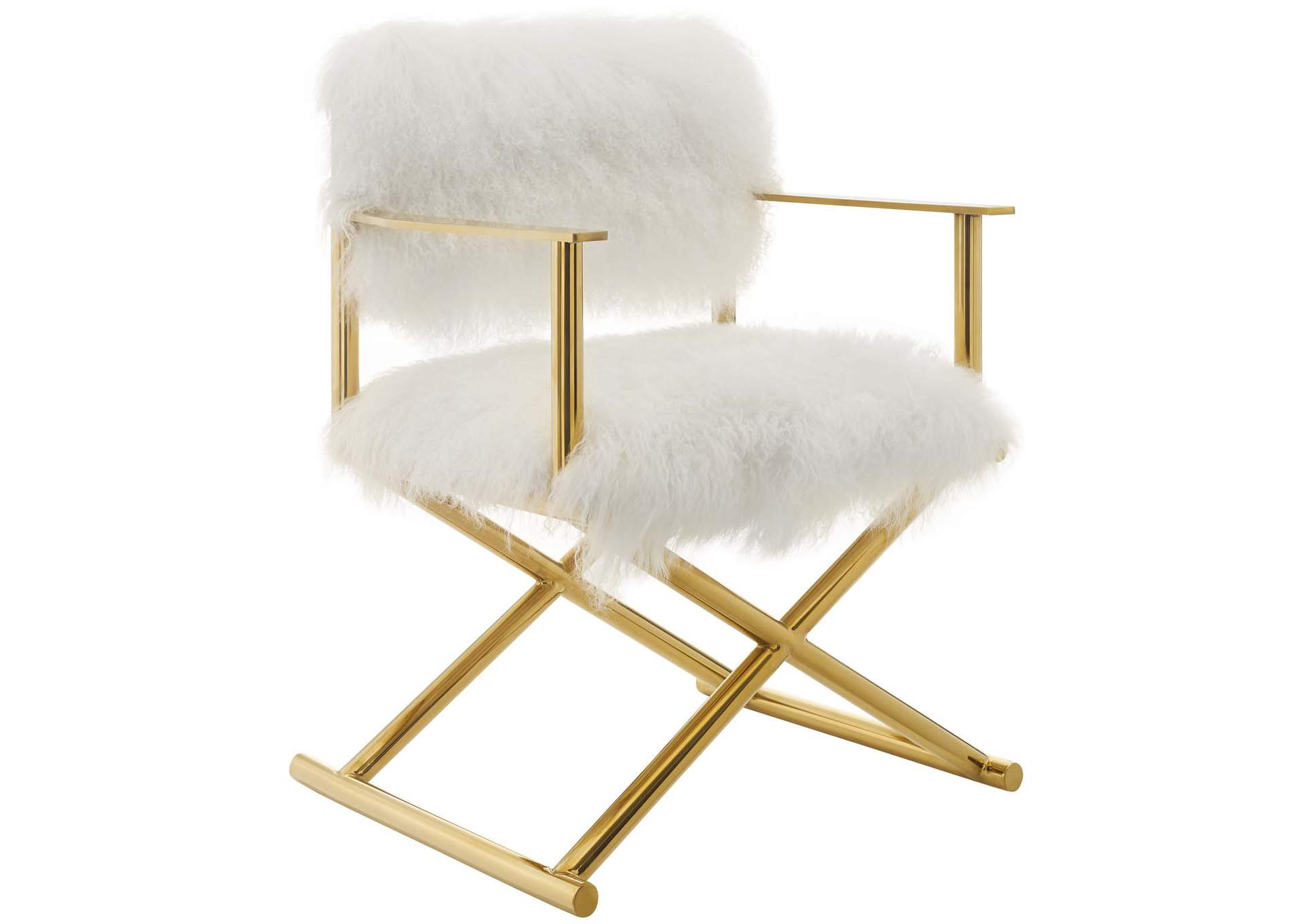 Gold White Action Pure White Cashmere Accent Director's Chair,Modway