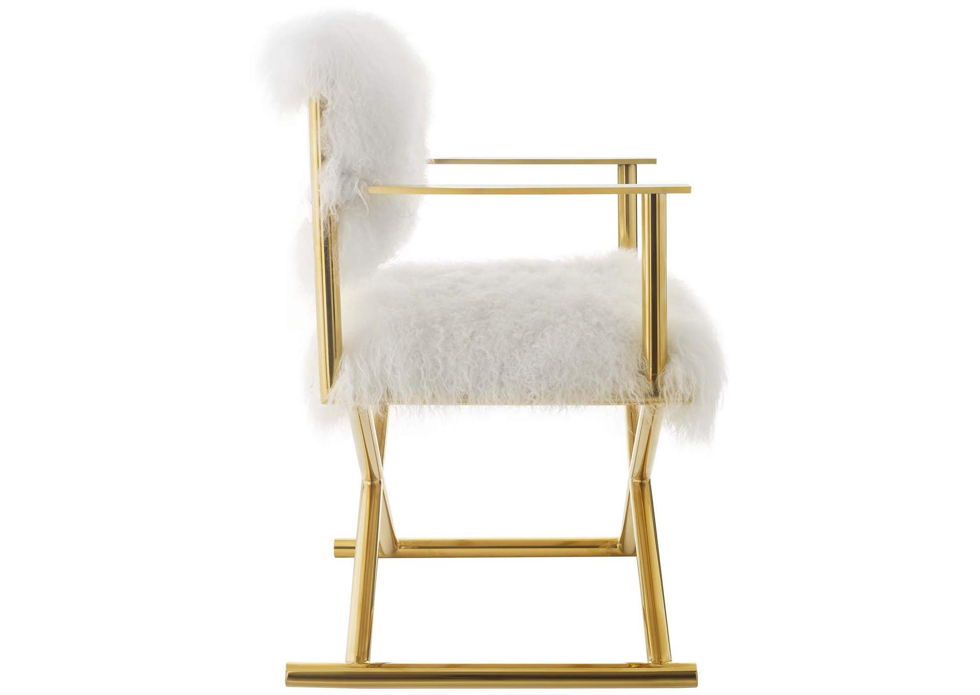 Gold White Action Pure White Cashmere Accent Director's Chair,Modway