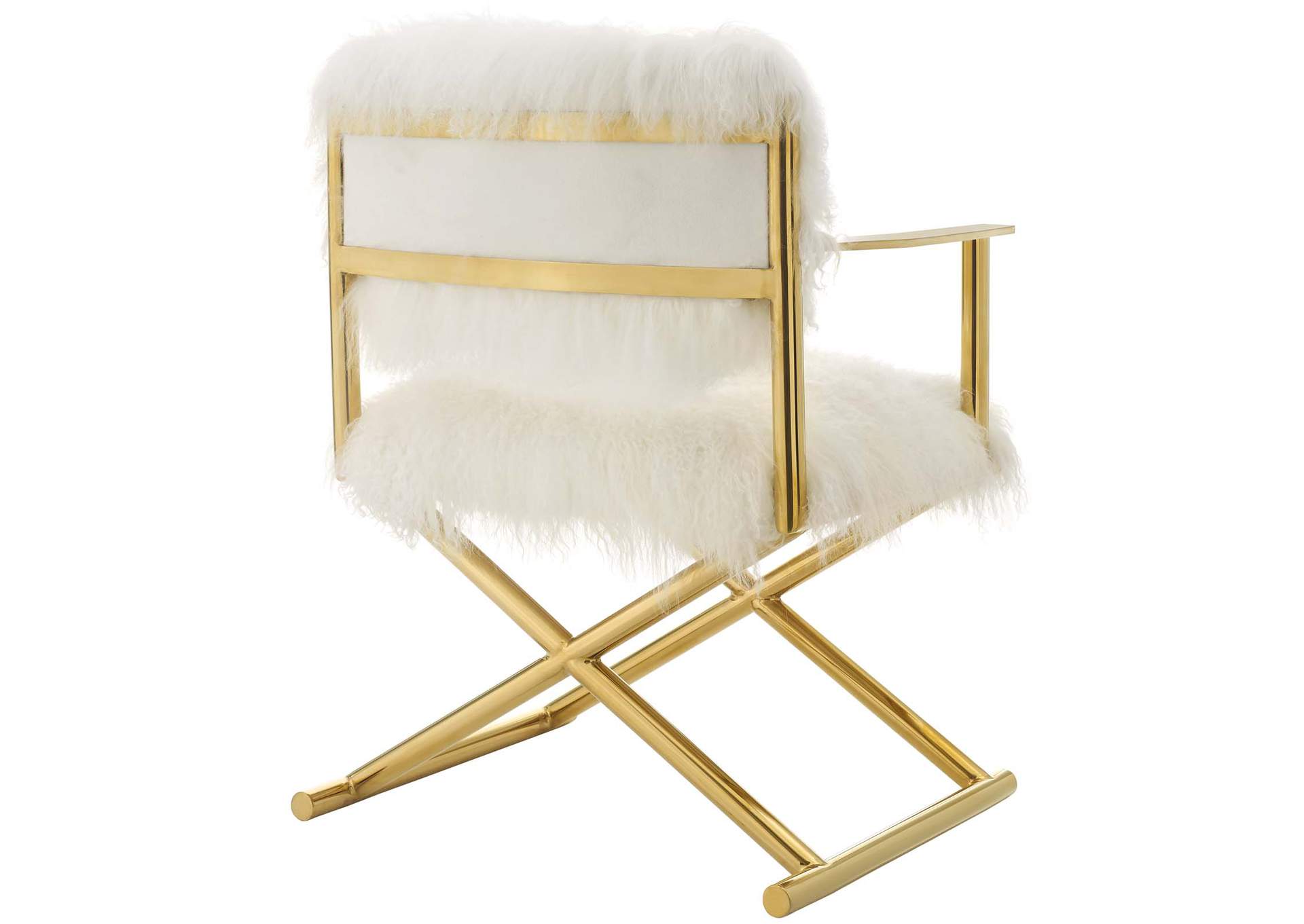 Gold White Action Pure White Cashmere Accent Director's Chair,Modway