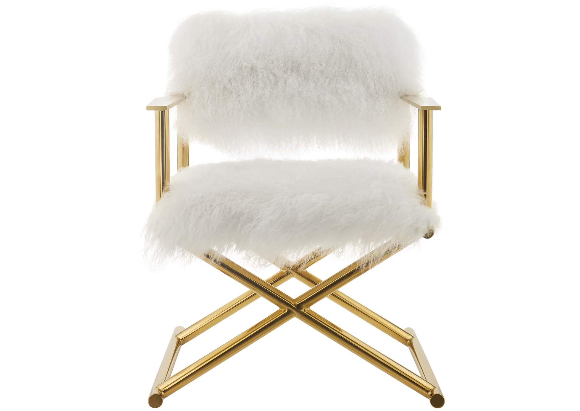 Gold White Action Pure White Cashmere Accent Director's Chair,Modway