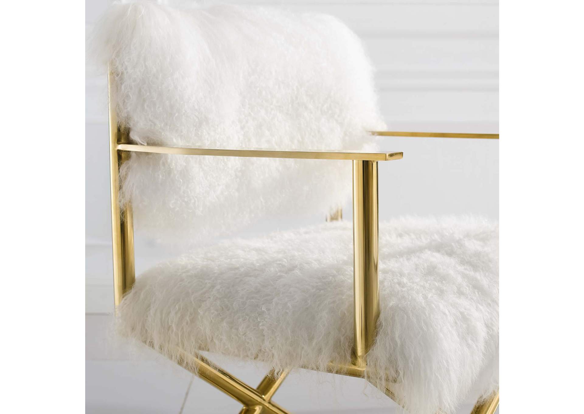 Gold White Action Pure White Cashmere Accent Director's Chair,Modway