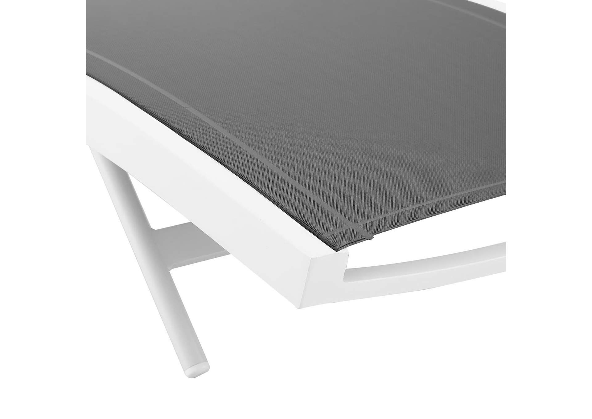 White Gray Glimpse Outdoor Patio Mesh Chaise Lounge Chair,Modway