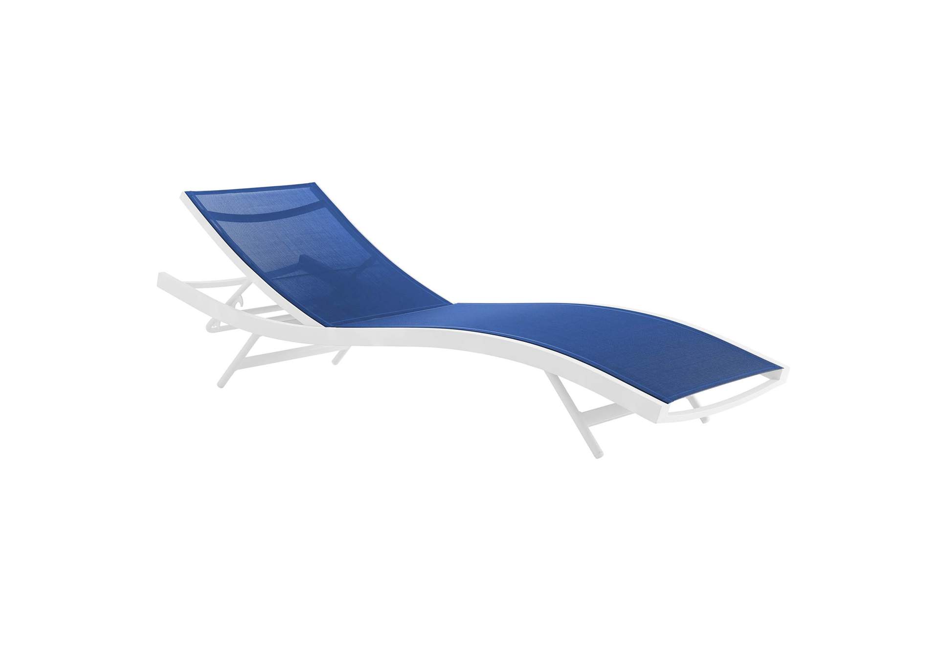 White Navy Glimpse Outdoor Patio Mesh Chaise Lounge Chair,Modway