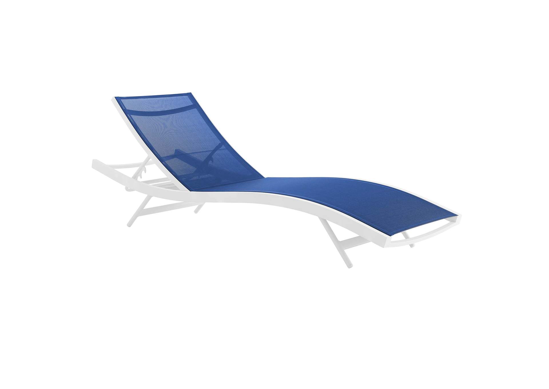 White Navy Glimpse Outdoor Patio Mesh Chaise Lounge Chair,Modway