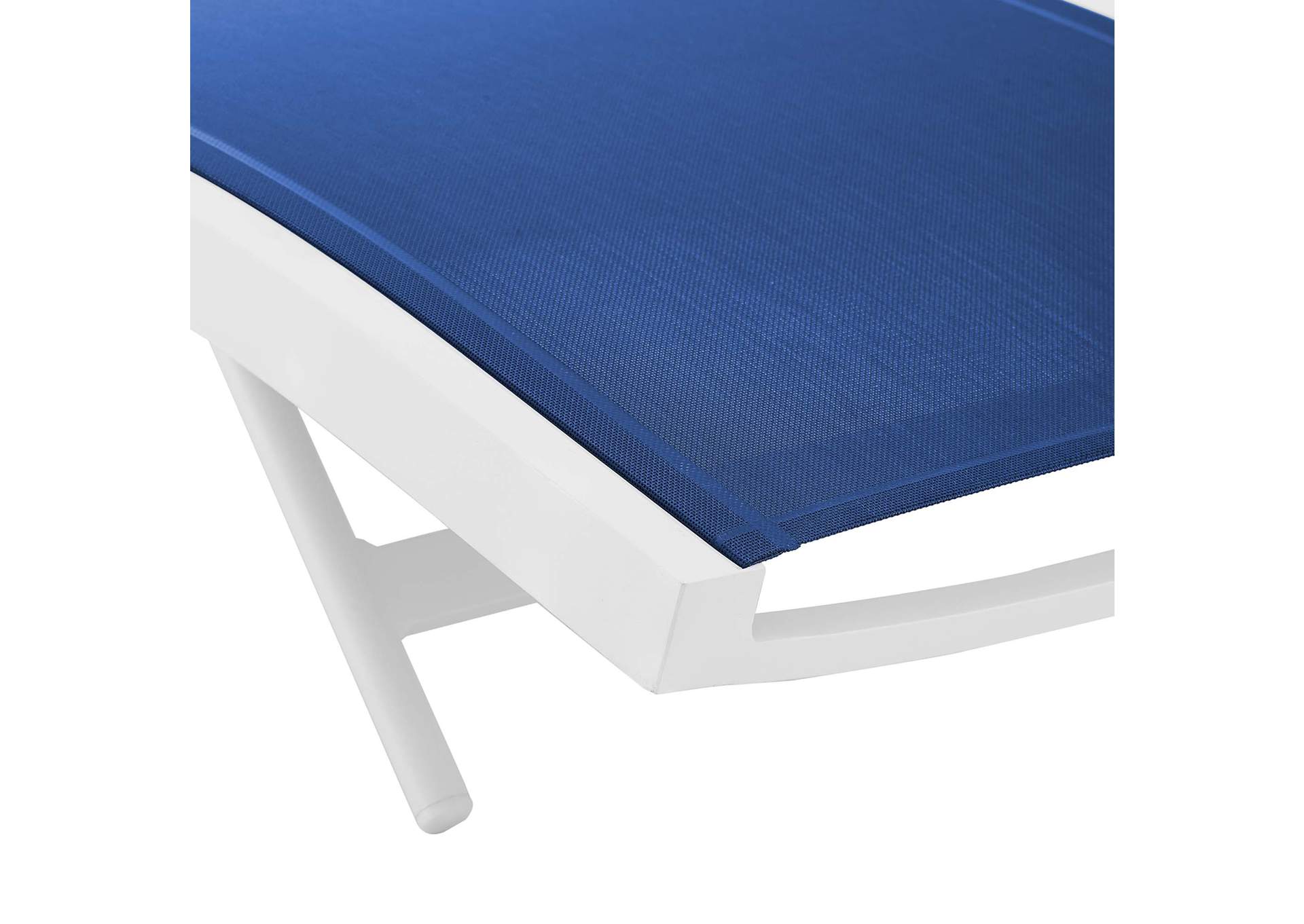 White Navy Glimpse Outdoor Patio Mesh Chaise Lounge Chair,Modway