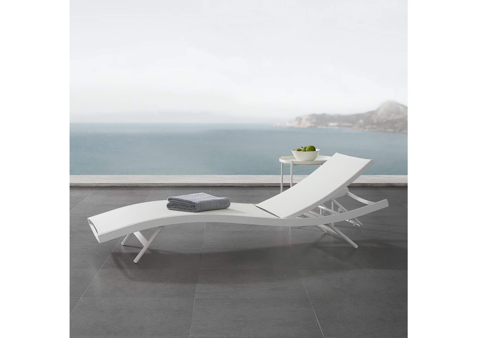 White White Glimpse Outdoor Patio Mesh Chaise Lounge Chair,Modway
